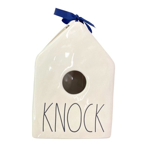 RAE DUNN Ceramic KNOCK Bird House NEW With Tags - Picture 1 of 11